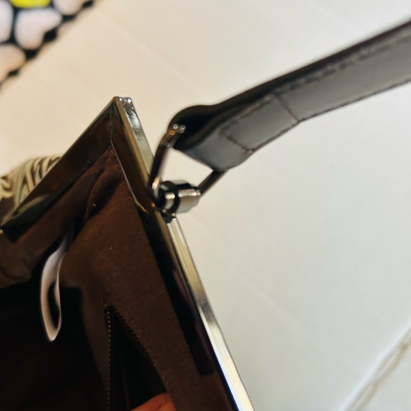 Talbots Brown Turquoise  and White elegant Shoulder Bag NWOT - Picture 8 of 8